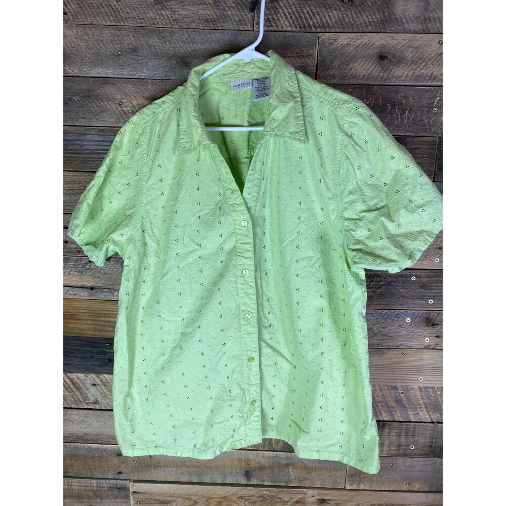 White Stag Womens Plus Sz. 18/20 Green Button Down Short Sleeve Top